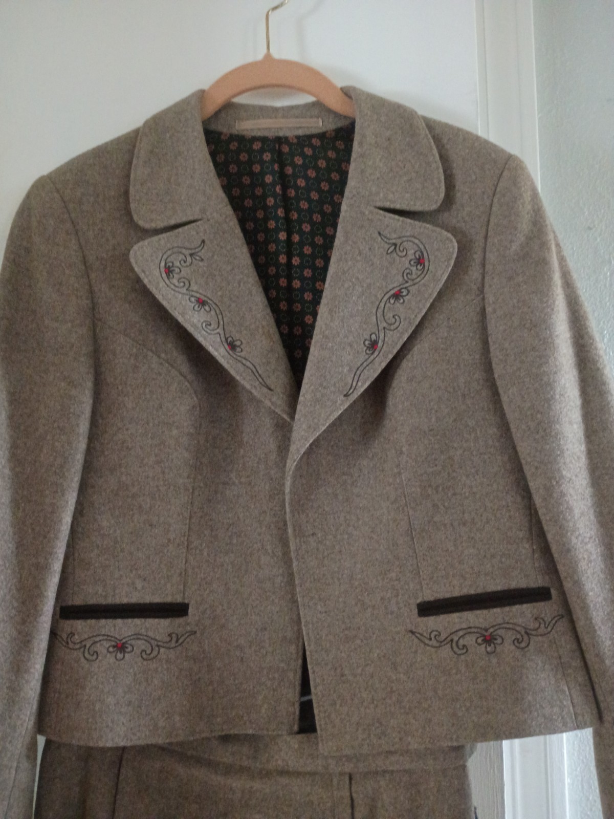 Vintage SCHILDMANN Austrian Trachten Suit | Embroidered Loden Boiled Wool W/ Sm