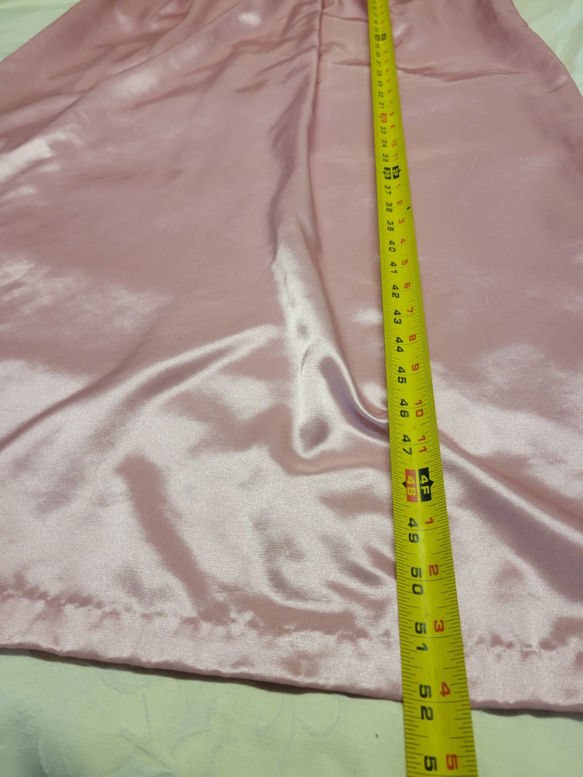 Vintage Brandywine Pink Satin Nightgown Lace Trim Petite USA Long Lingerie 70s