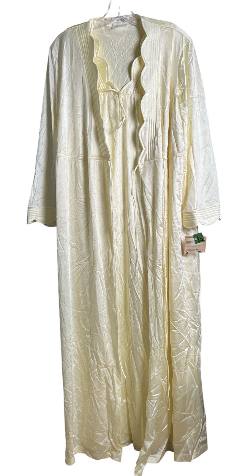 VTG JCPenney Lemon Ice Peignor Set Robe & sleeveless Nightgown NOS