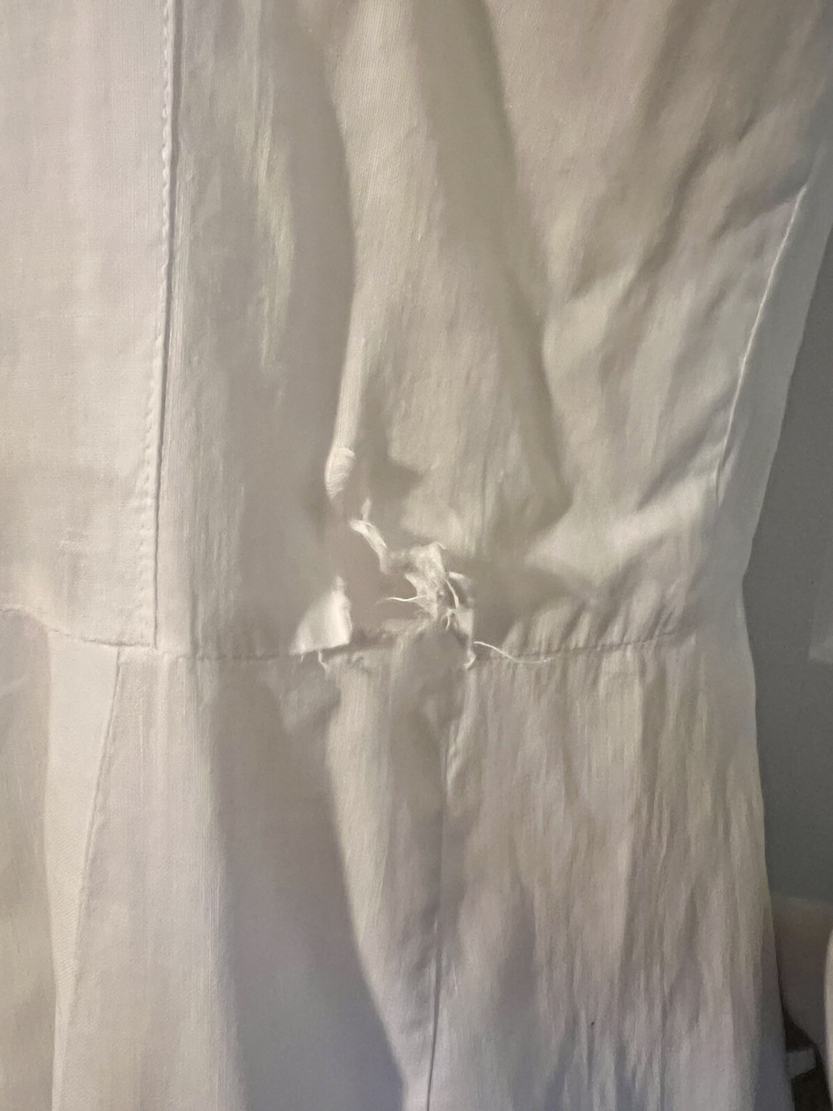 Vintage Antique Handmade White Cotton Slip Nightgown Undergarment Eyelet Hem M