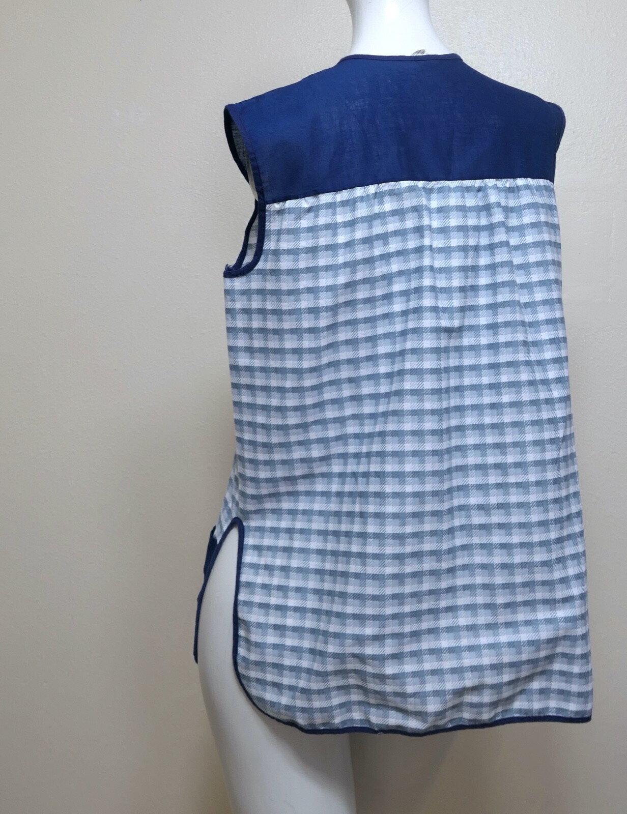 Vintage Artistic Creations USA Plaid Cotton Work Art Smock Top Layer Vest M