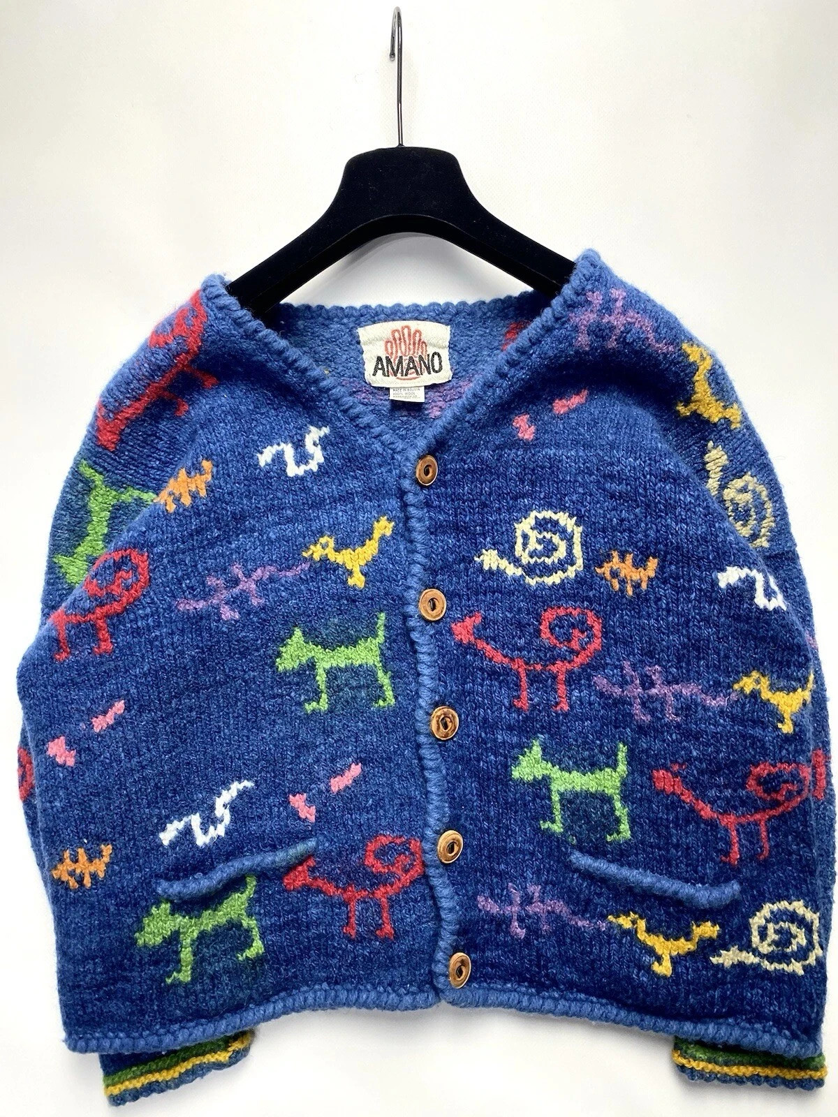 Amano RARE Archive Vintage Knit Sweater 80s–90s Geometric Patern – Size S–M