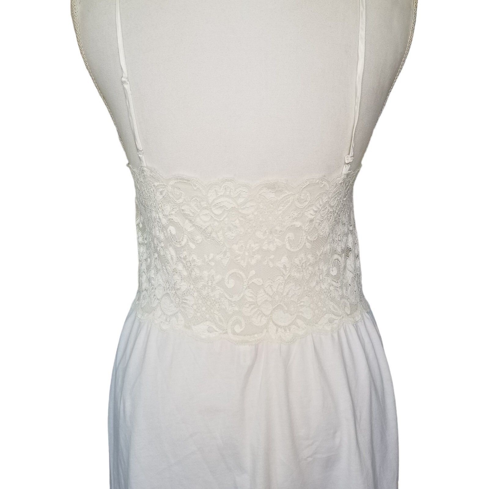 Vintage Y2K Victoria Secret Cream White Lace Slip Nightie Pajamas Negligee LG