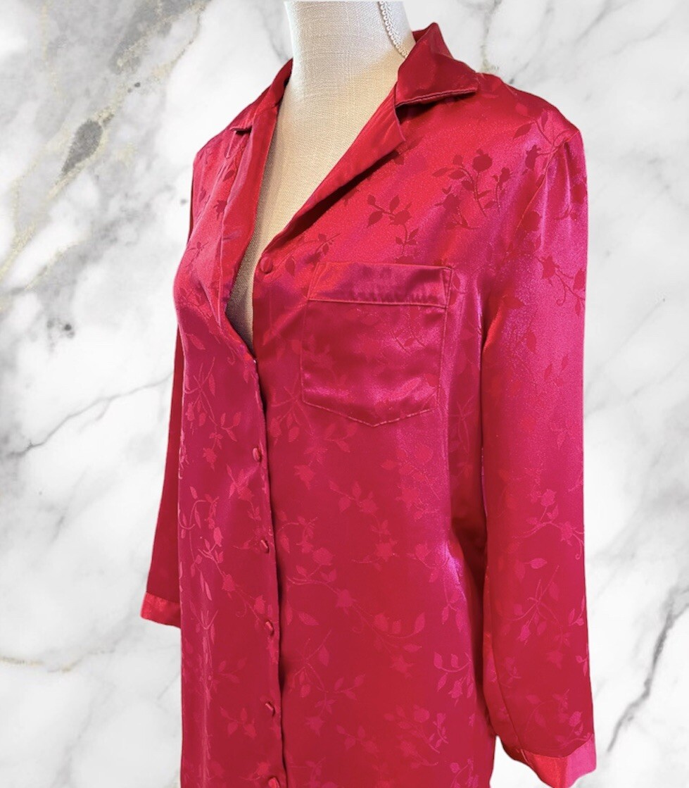 Vintage Red Satin Finish Pajama Set by Inner Most Size S