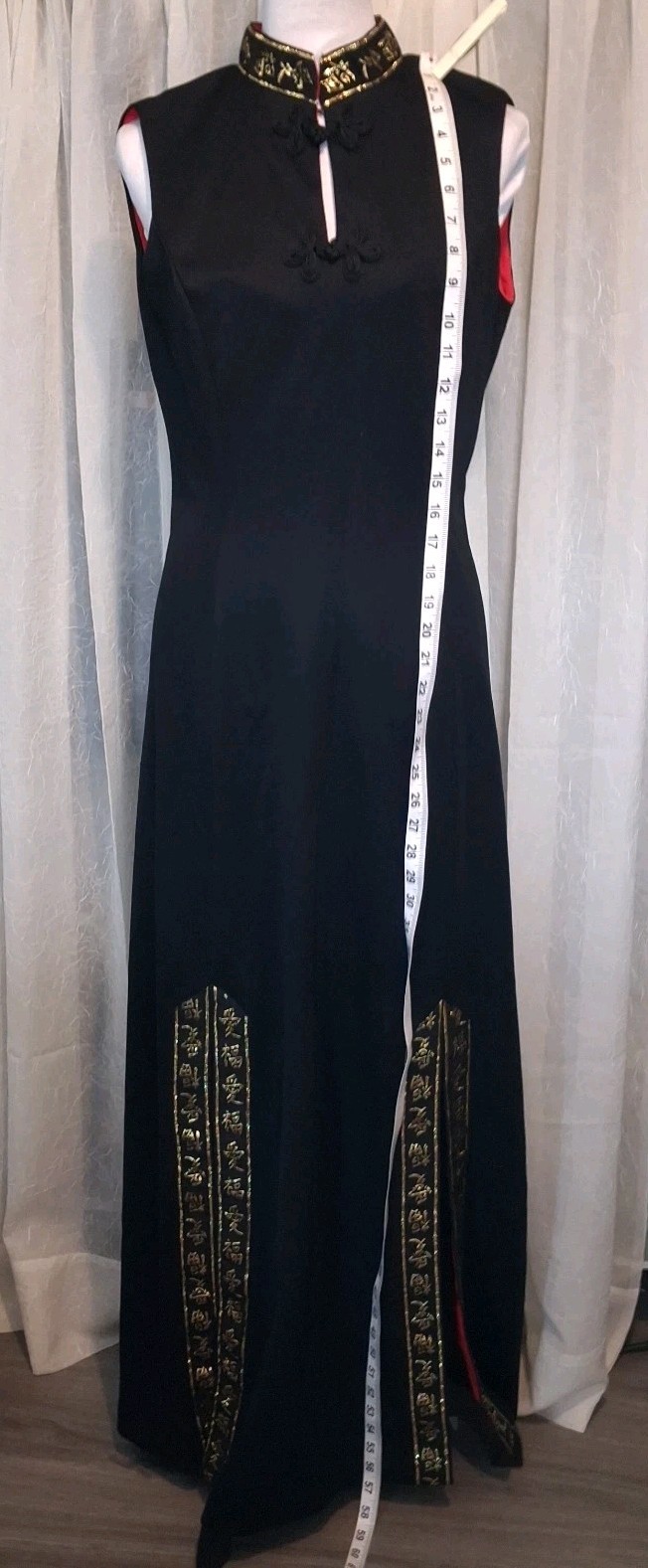 Cheongsam Maxi Gown Dress Mandarin Collar Hollywood Glam Union Label USA Sz 10