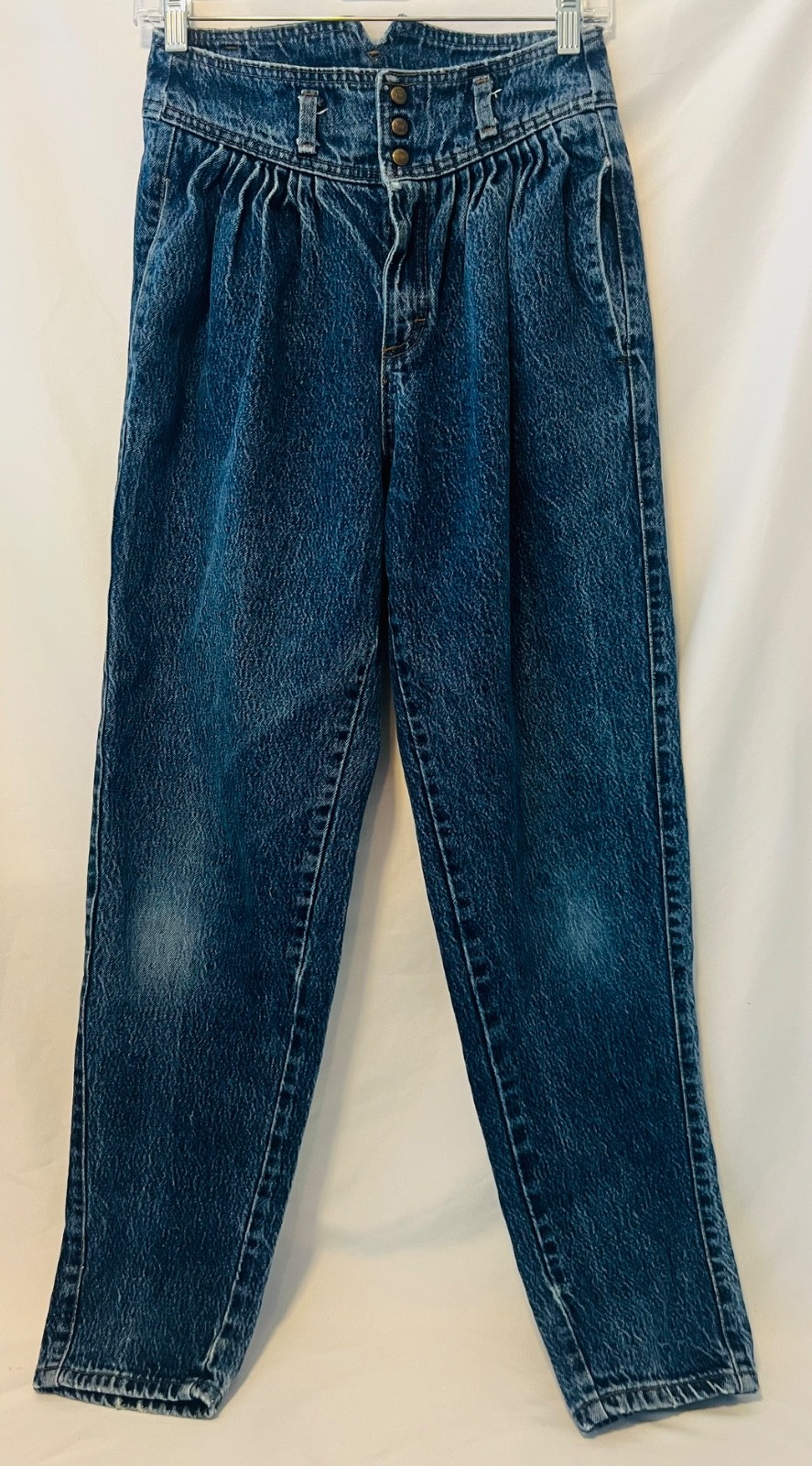Zena Vintage 1980s Acid Wahed High Waisted Pleated Multi Button Jeans Size 5