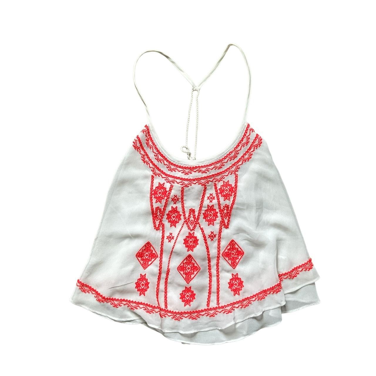 Ecoté White and Orange Mesh Crop Top: 90s, Y2K