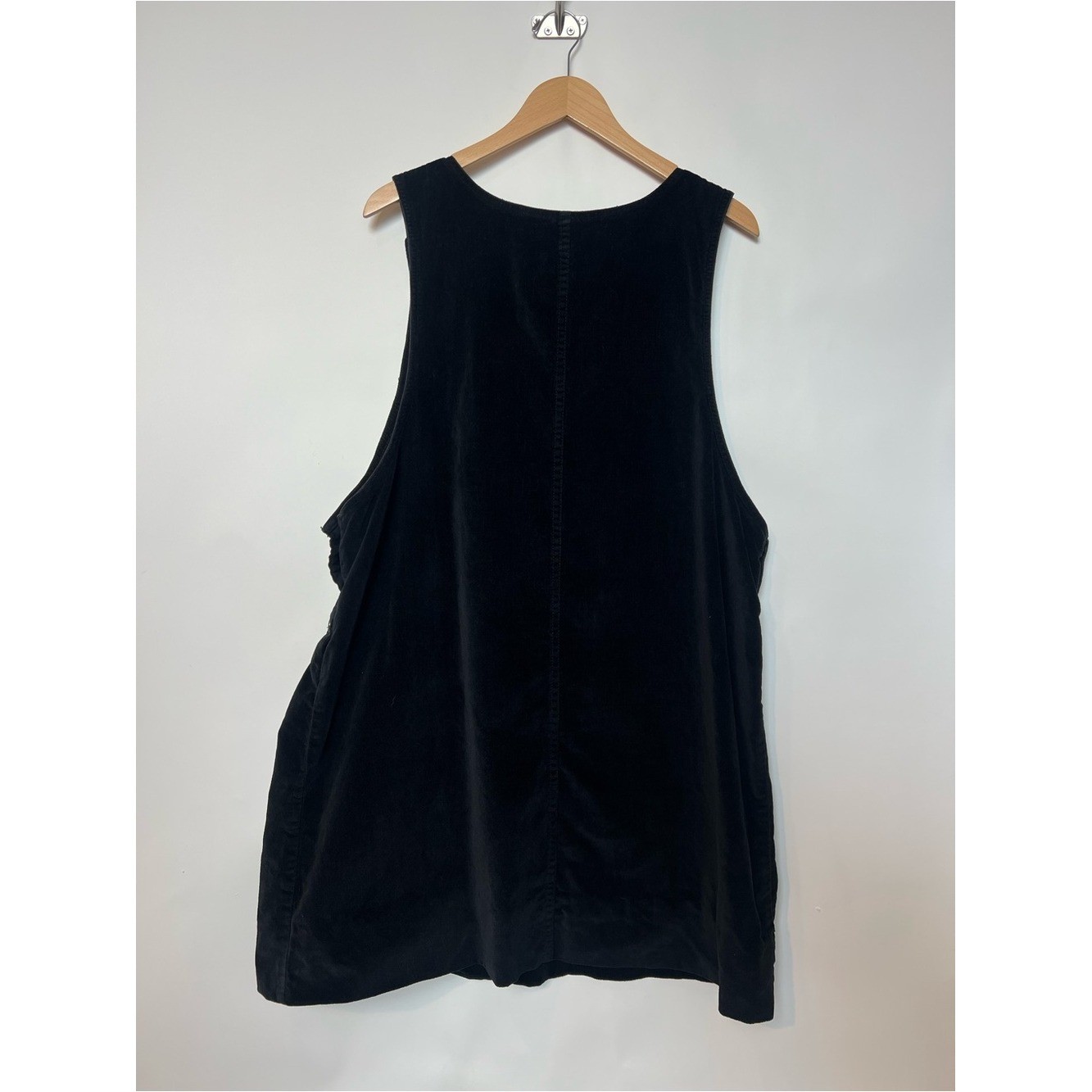 90s Black Embroidered Pinafore Overall Dress Velvet Corduroy 1X