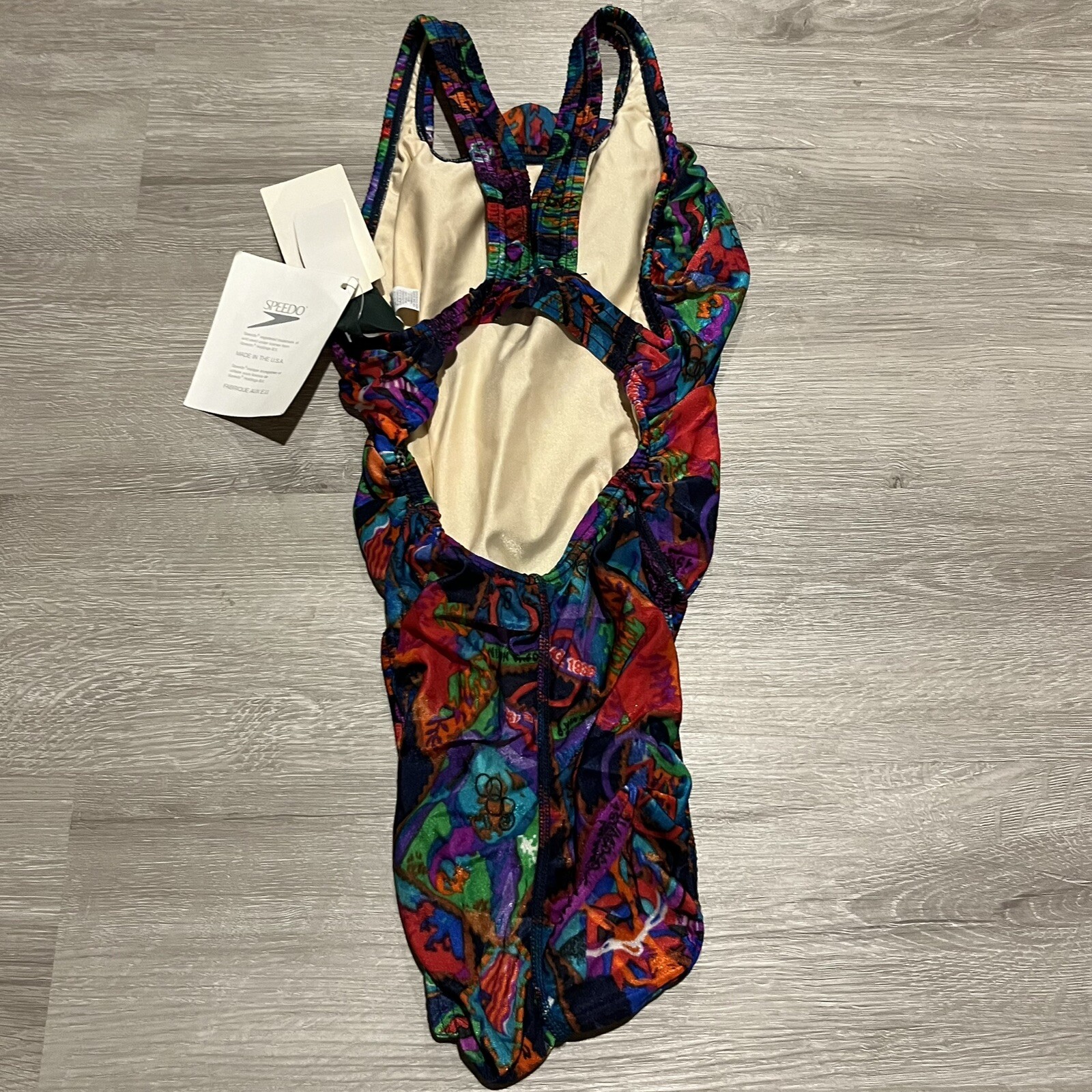 NWT Vintage Atlanta 1996 Speedo One Piece Swimsuit Size 32 All Over Print