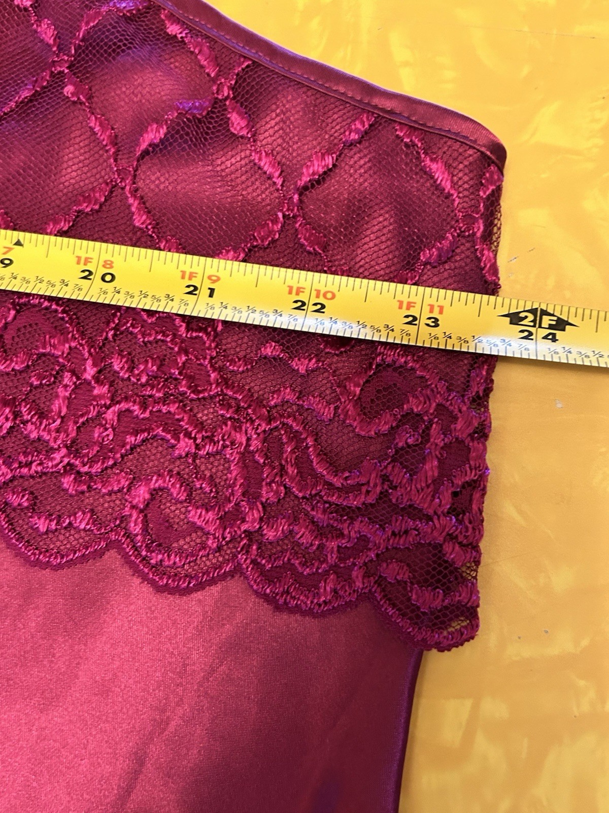 VTG Burgundy Liquid Satin Chemise Babydoll Nightgown 2X Curvy Sexy Coquette