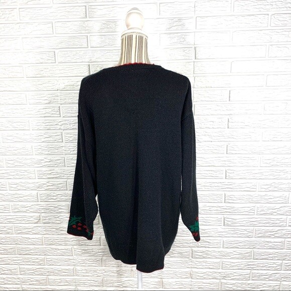 Vintage Style Studio Christmas Cardigan Sweater Size Large Ornaments Candy Cane