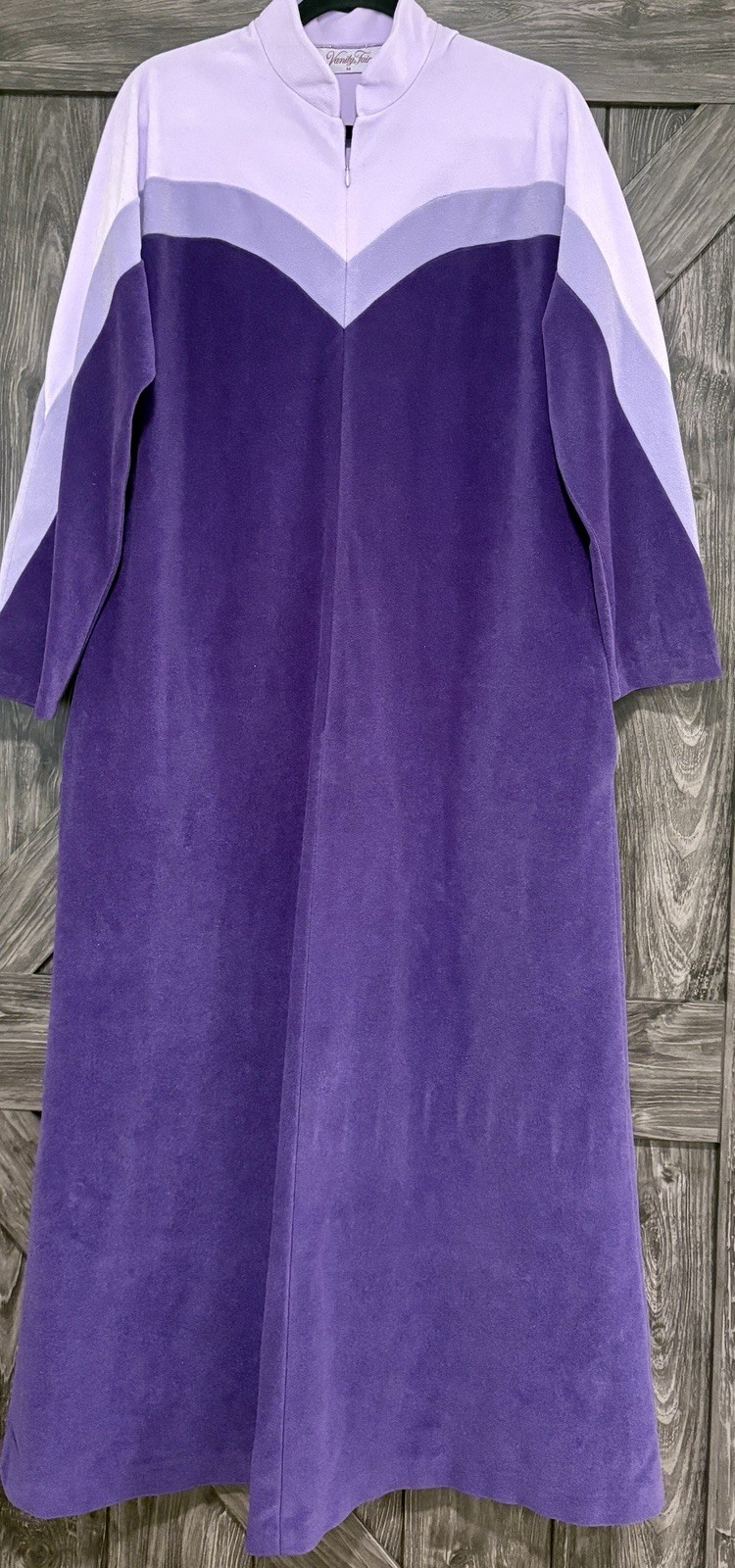 Housecoat Nap Dress Vanity Fair Vintage Velour Bathrobe Purple 60s 70s Sz M