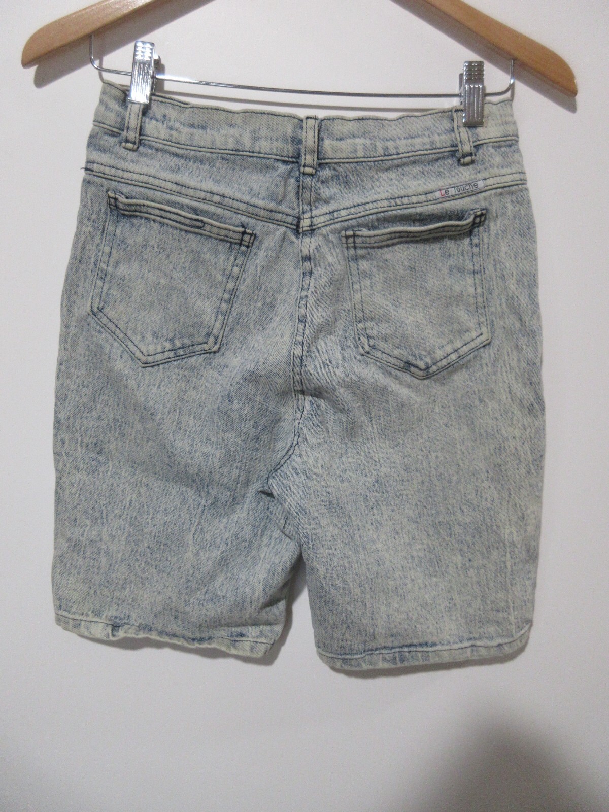 Sz S 25×7 TRUE VINTAGE Le Touche Acid Wash High Wait Jean Denim Shorts Women’s