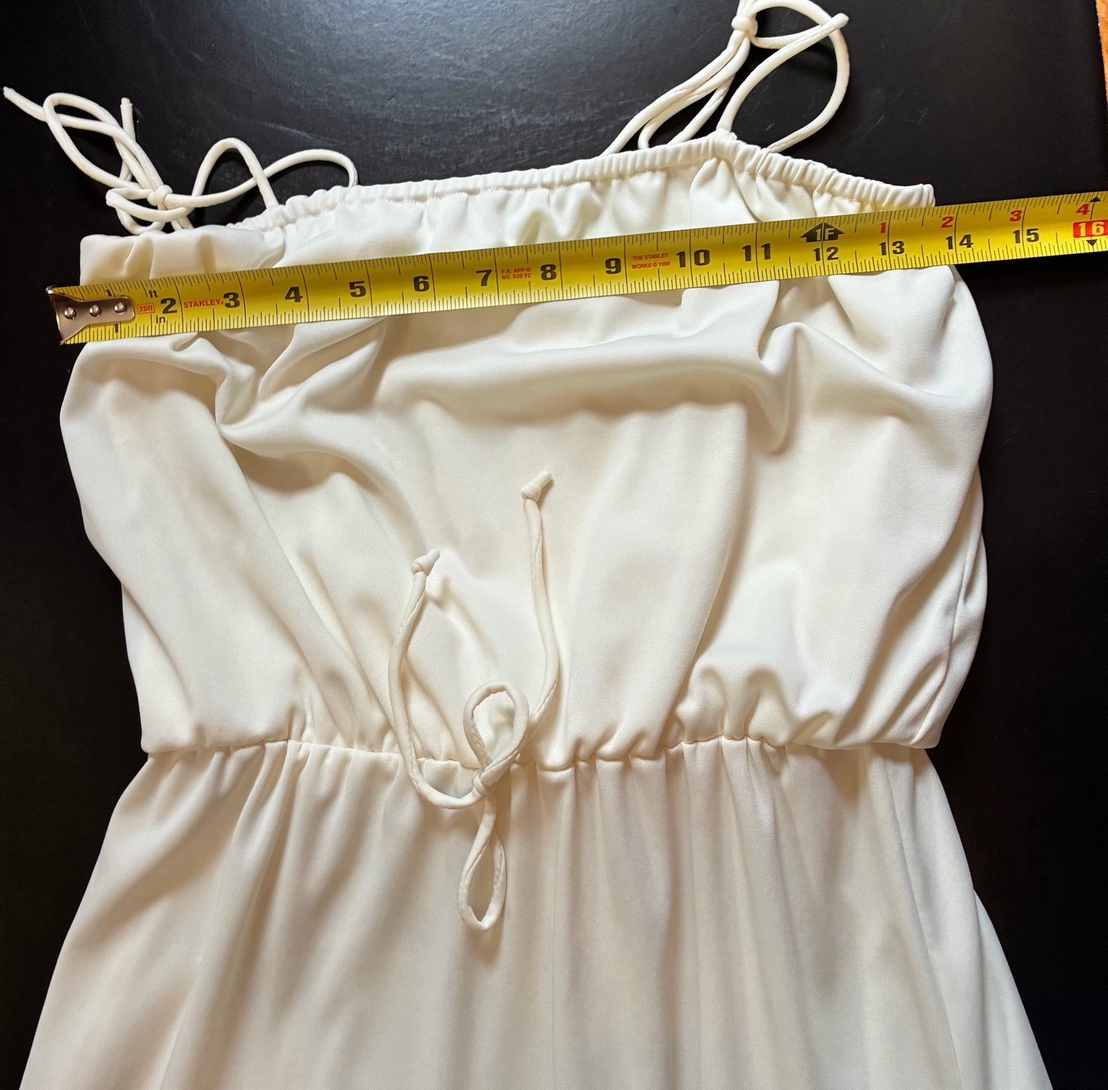 Vintage 1970’s Saturday Night Fever Disco Spaghetti Strap Cream Color Dress Med