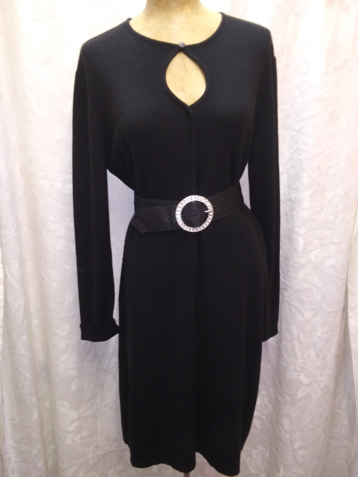 Vintage 1990’s Black Acrylic Nylon Knit Dress by Jones New York M