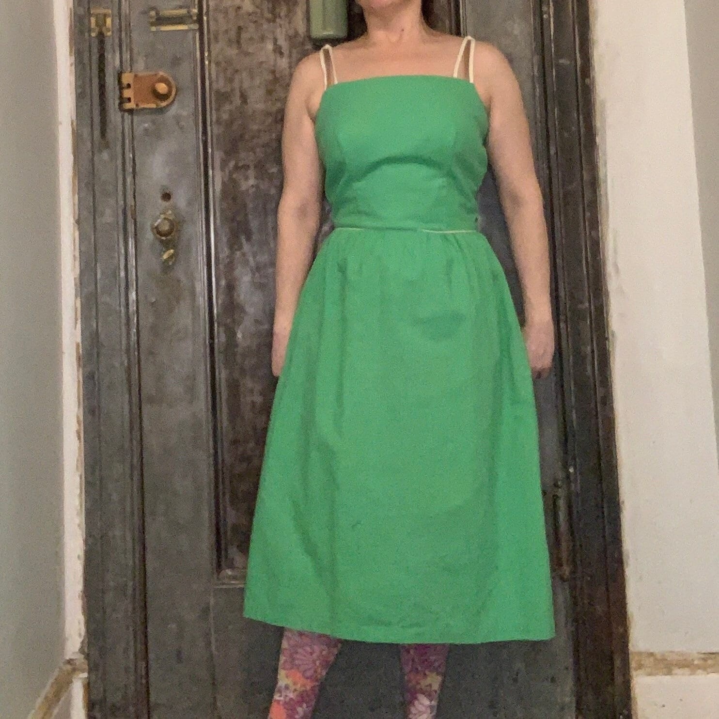Small Medium Vintage 60s 70s sleeveless criss cross spaghetti strap fit and fla