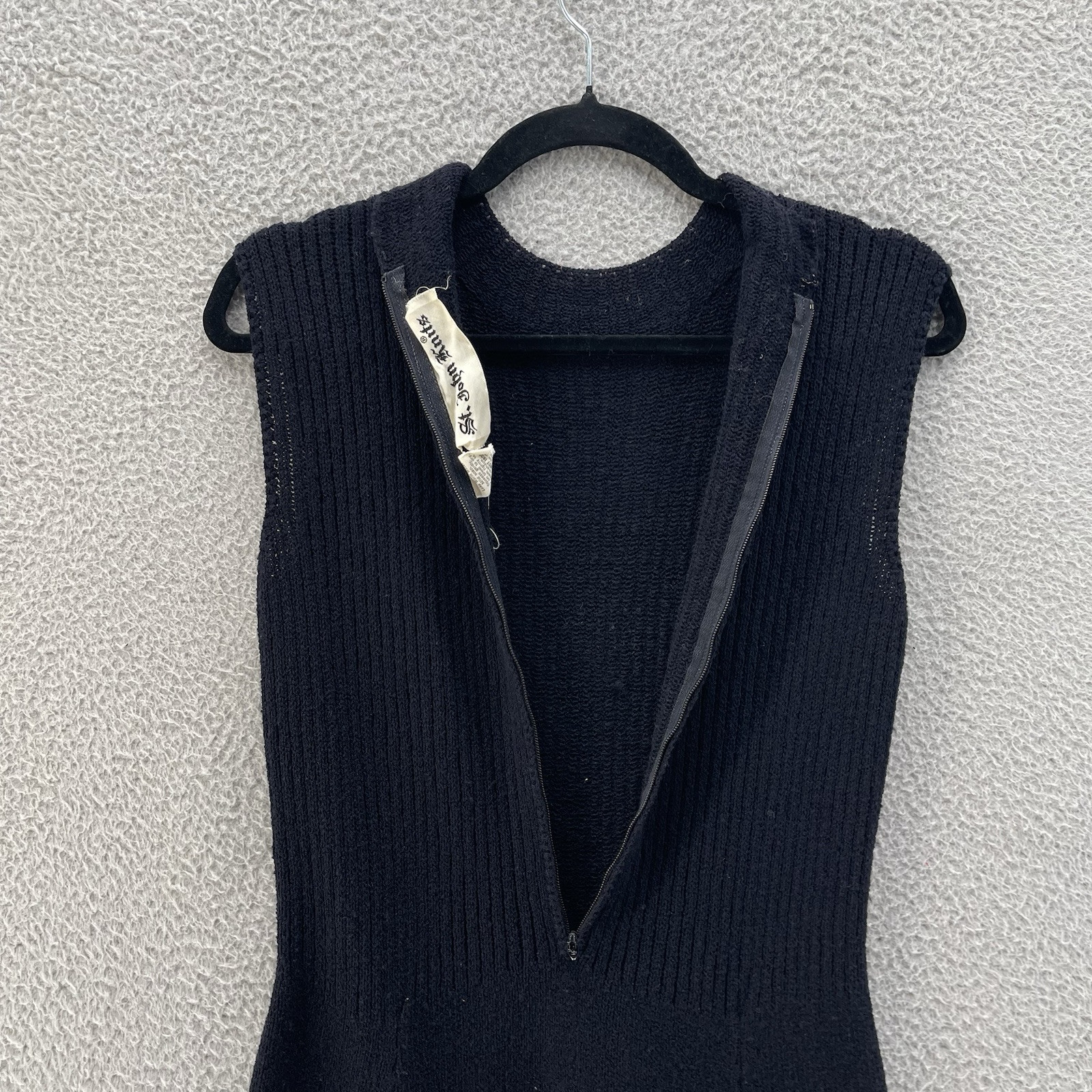 Vintage St John Knits Santana Dress Women Small Navy Midi 70s Preppy Academia