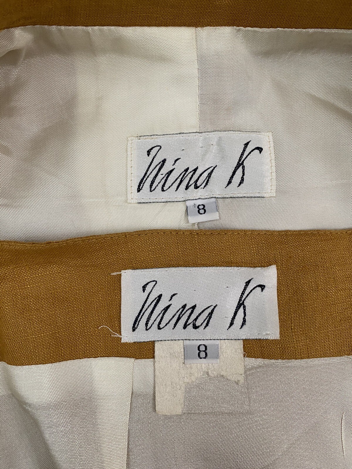 Vintage Nina K Linen Two Piece Skirt Suit Label Size 8 See Measurements