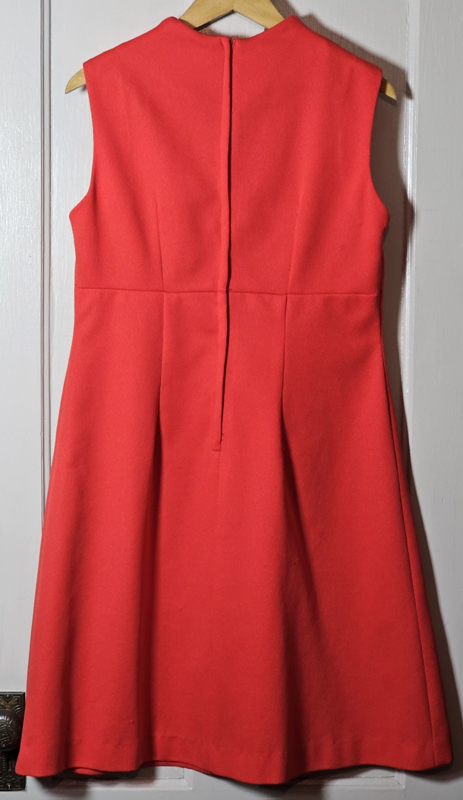 VTG 70’s Polyester Dress Size S/M 39″Chest Coral Orange Sleeveless Unionmade USA