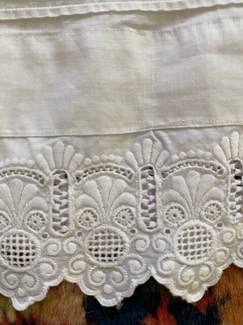 ANTIQUE Victorian Edwardian FRENCH Cotton Embroidered PETTICOAT costume film