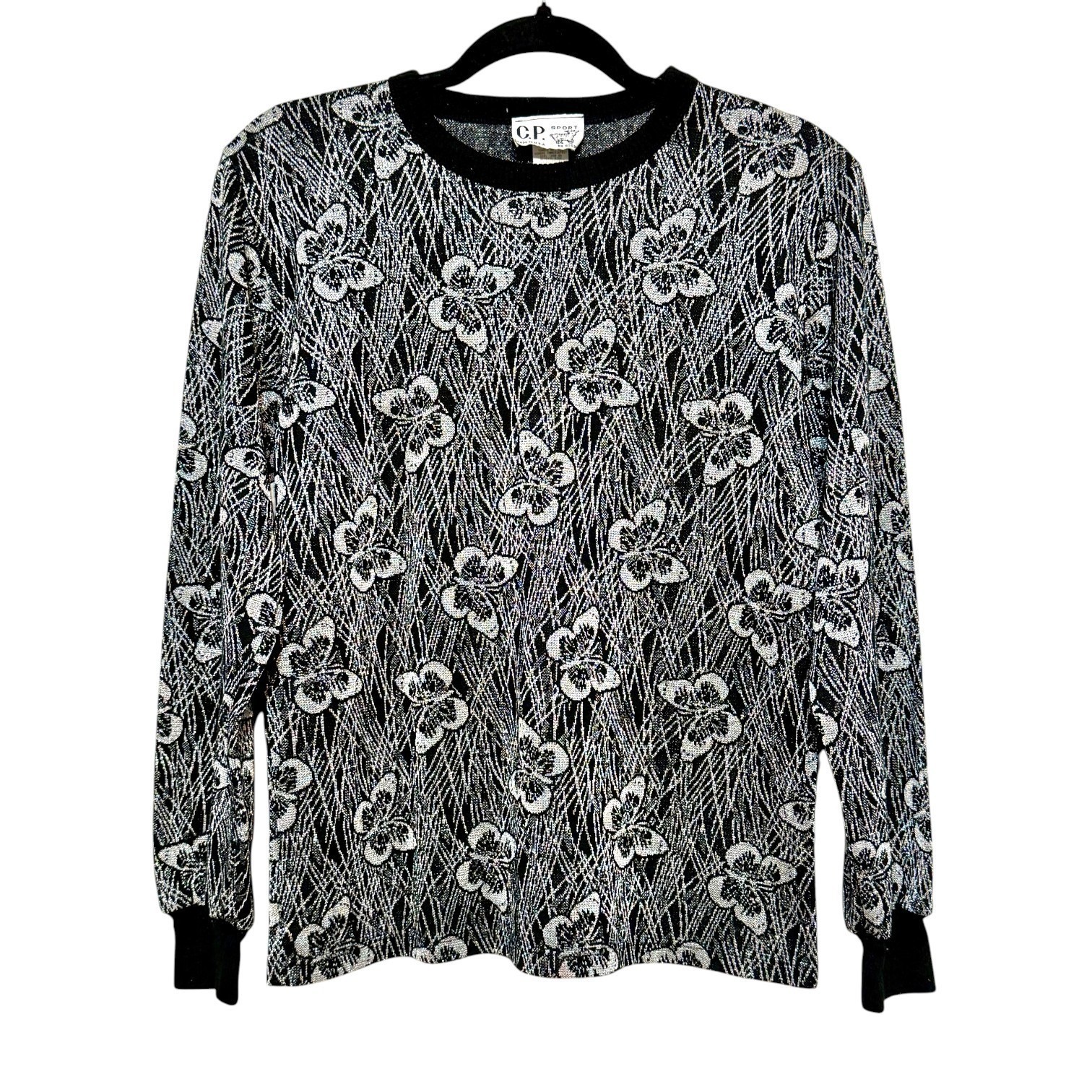 Vintage C.P. Sport Y2K Indie Sleaze Metallic Knit Top Women Medium Fairy Grunge