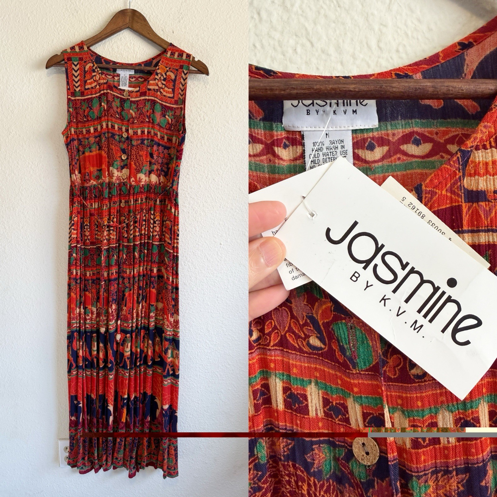 Jasmine by K.V.M Boho Elephant Maxi Dress-Size M-NWT