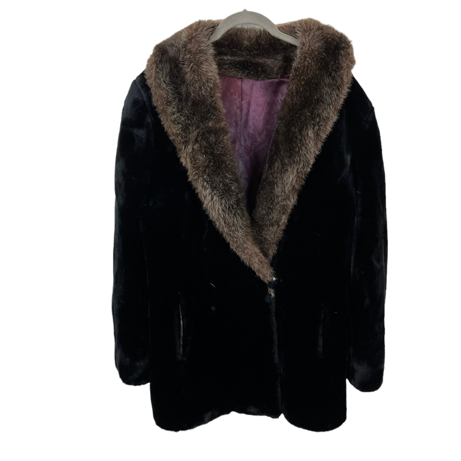 Faux Fur Jacket Coat Women L XL Vintage Hillmoor NY Mob Wife Union Made in USA