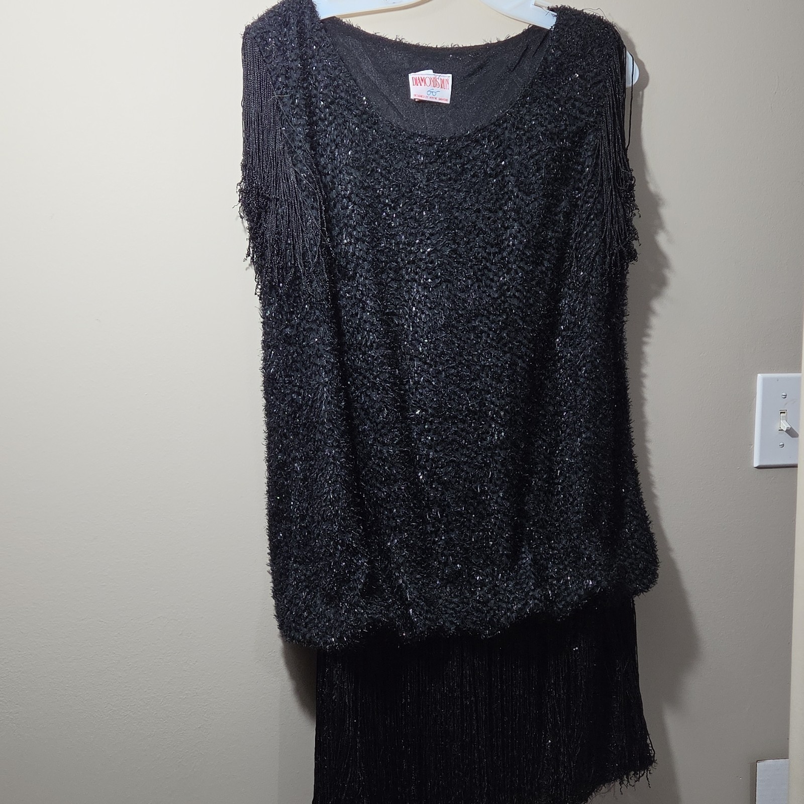 Diamond’s Run Black Vintage Shift Dress with Fringe for Women