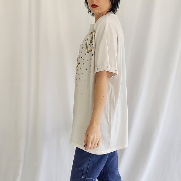 90s White and Gold Celestial Tee