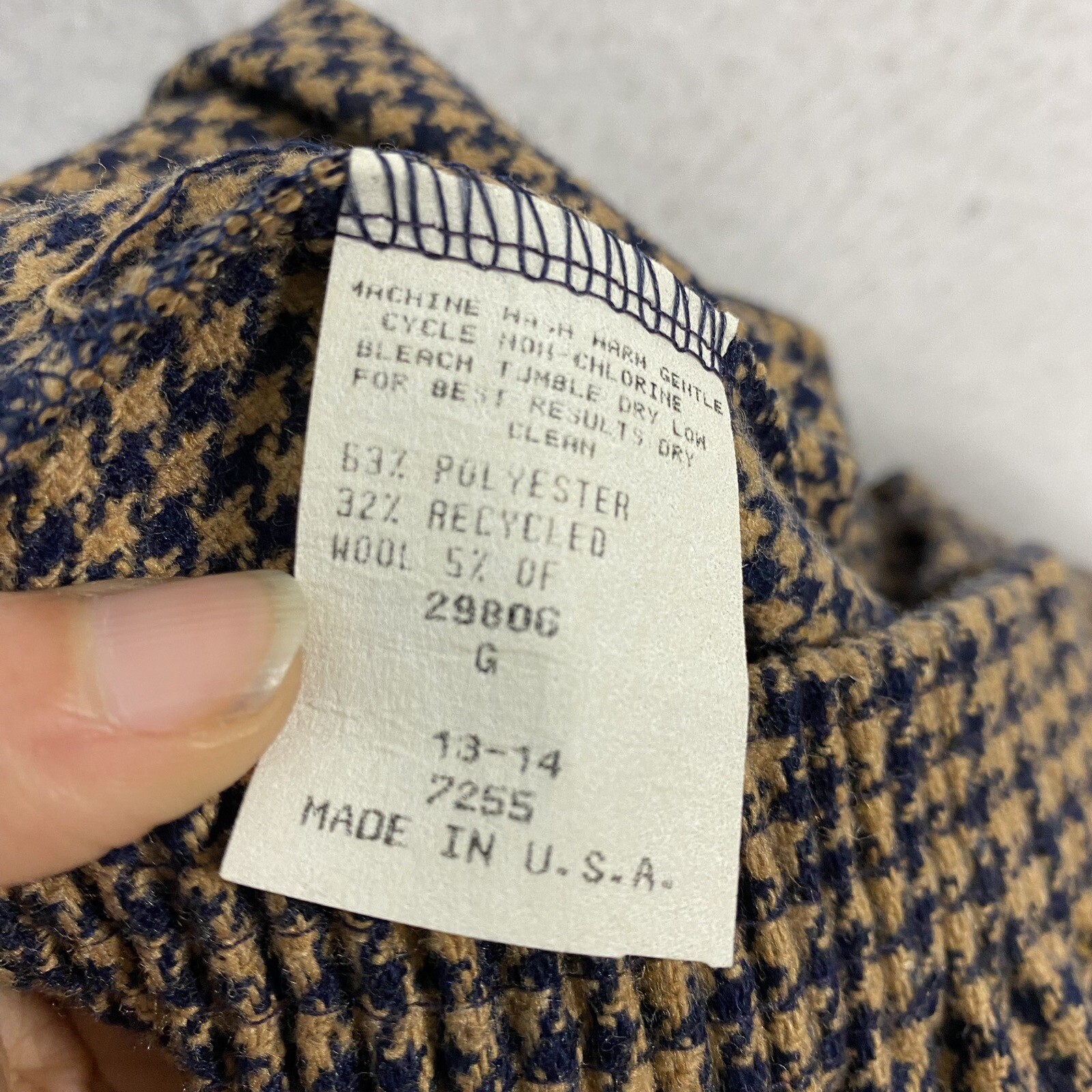 VTG Armondio Wool Blend Houndstooth Skirt Pockets 13 – 14 Brown Elastic USA 28