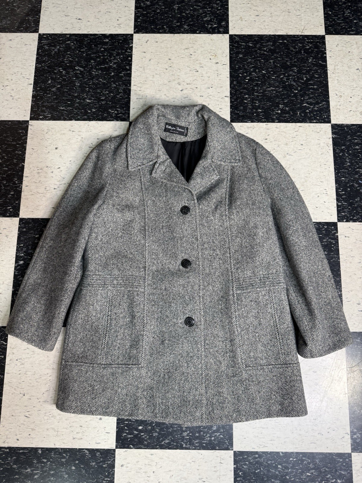 Vintage Women’s Wellington Fashions Gray Wool Coat Sz XL