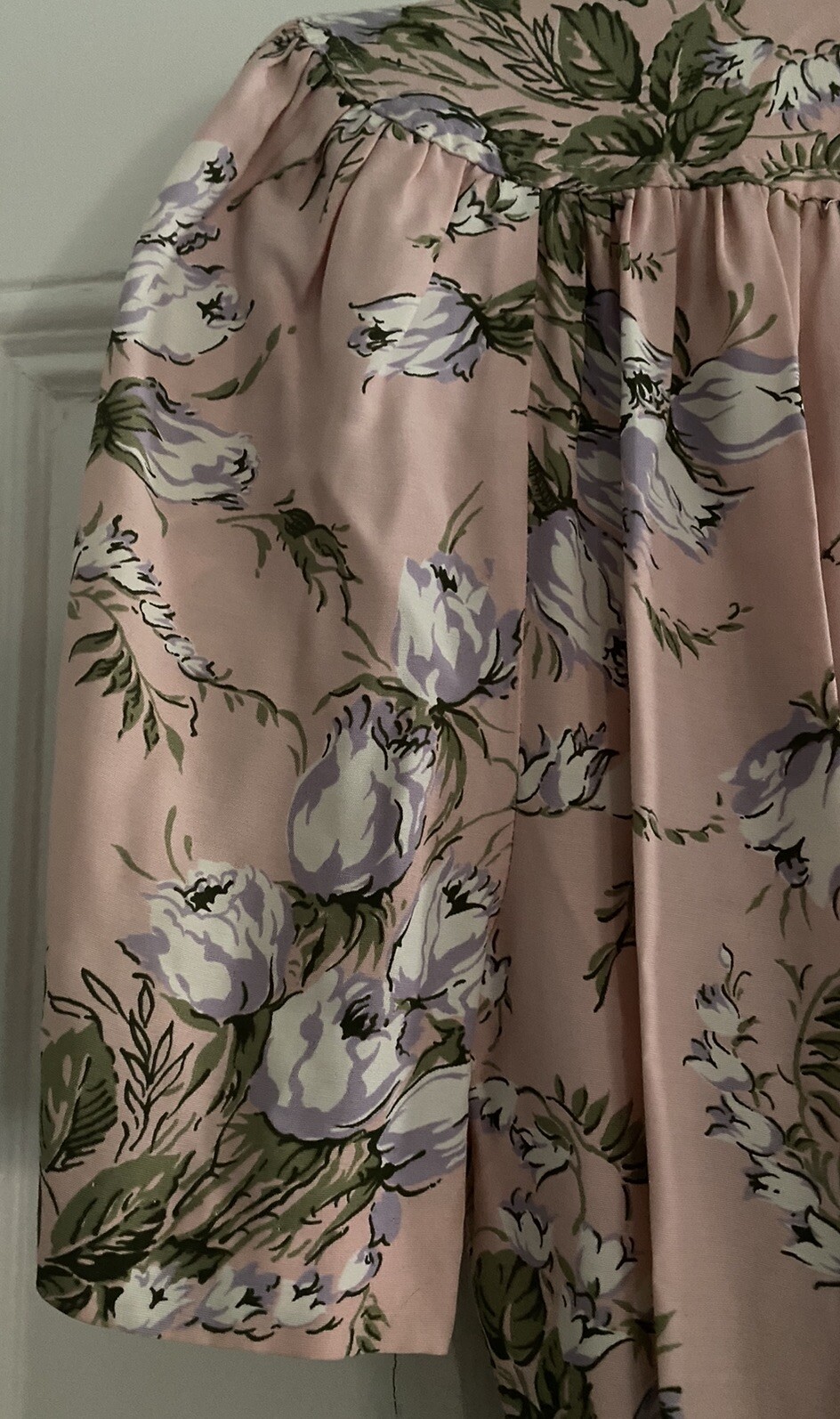 Vintage Carol Anderson Pink Floral Dress Belted 3 Button Shoulder Pads S/M USA