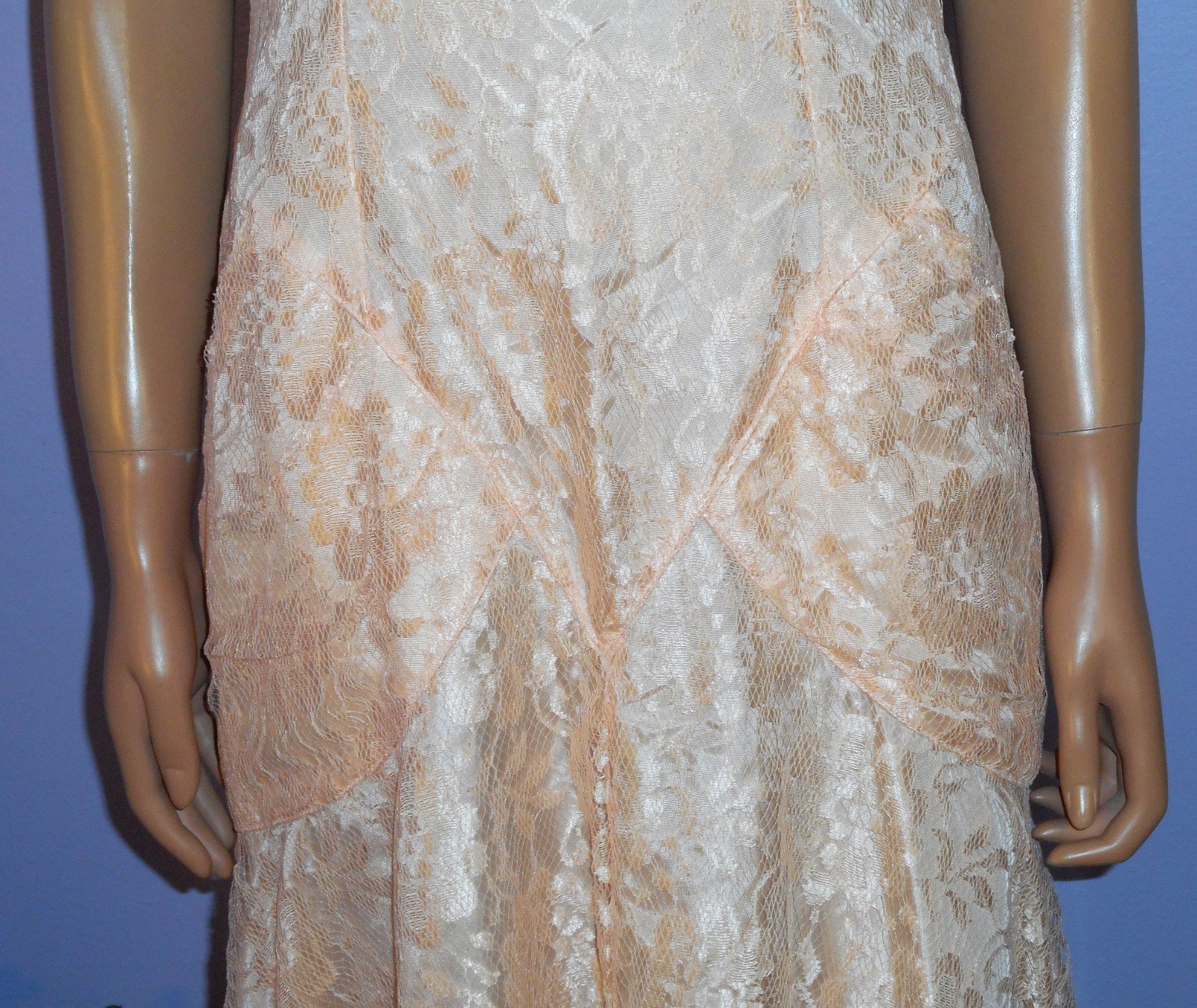 Late ‘80s Zum Zum Elegant Lacy Peach Summer Garden Party/Tea Dress, Mod 7/8