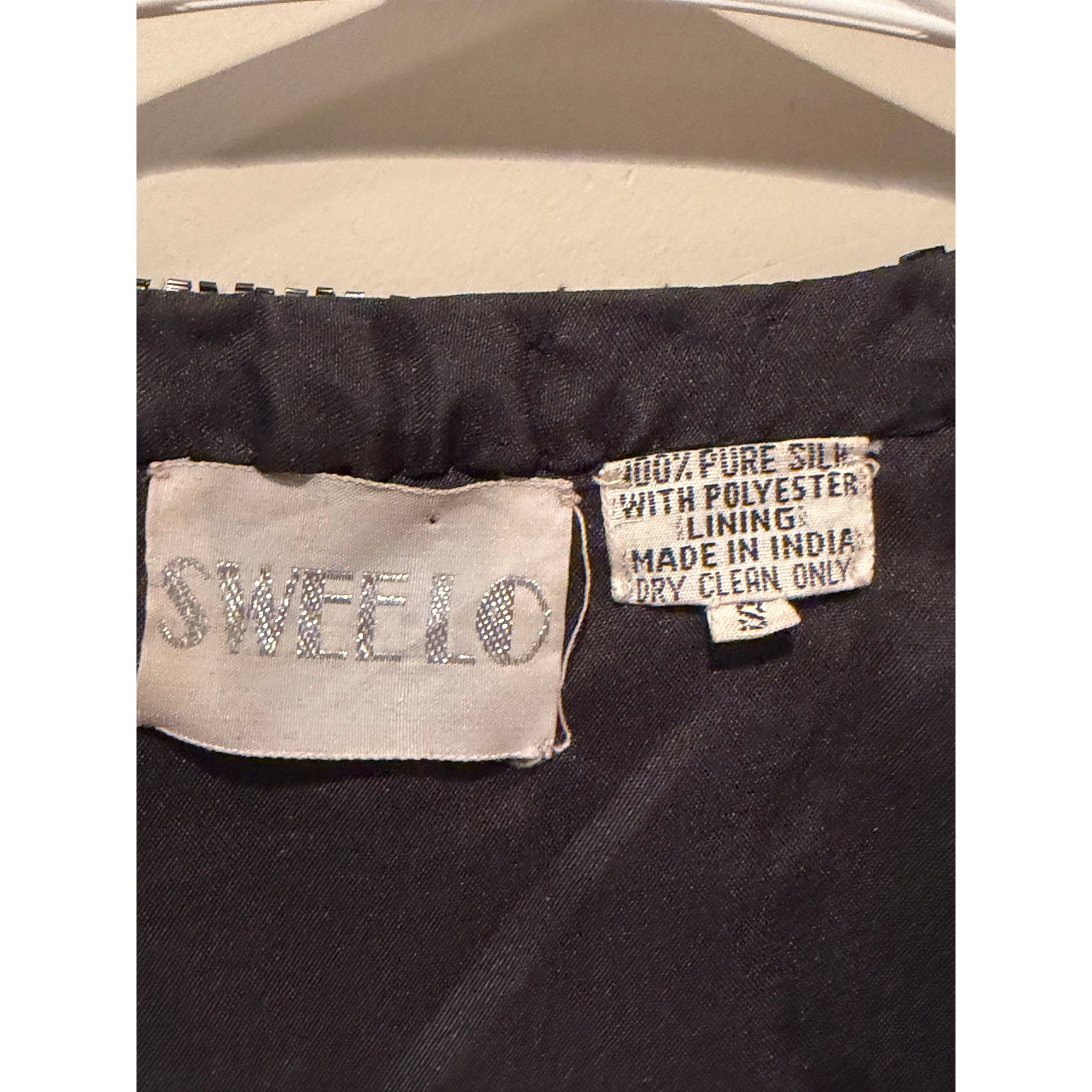 SWEELO Vintage 100% Silk Sequin Jacket Beaded Evening Party Cocktail Holiday