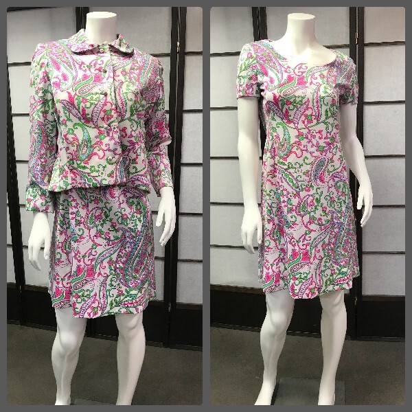 60s Vtg Gorgeous Paisley Floral 2 Piece Set, Rockabilly, Retro, Pin-Up, Mod GoGo