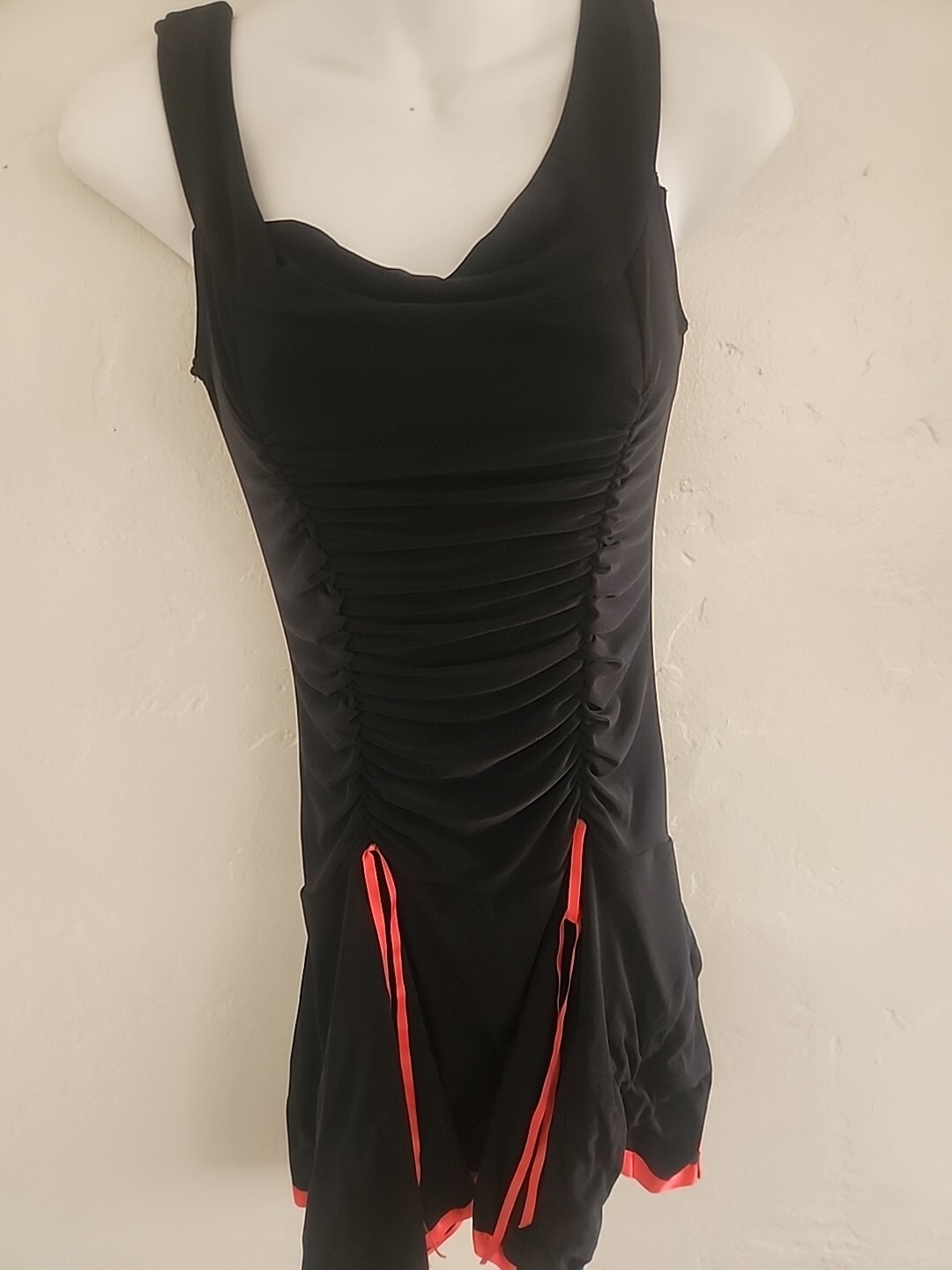 vintage 90’s club dress black w/red taboo medium y2k poly/spandex fairy xmas