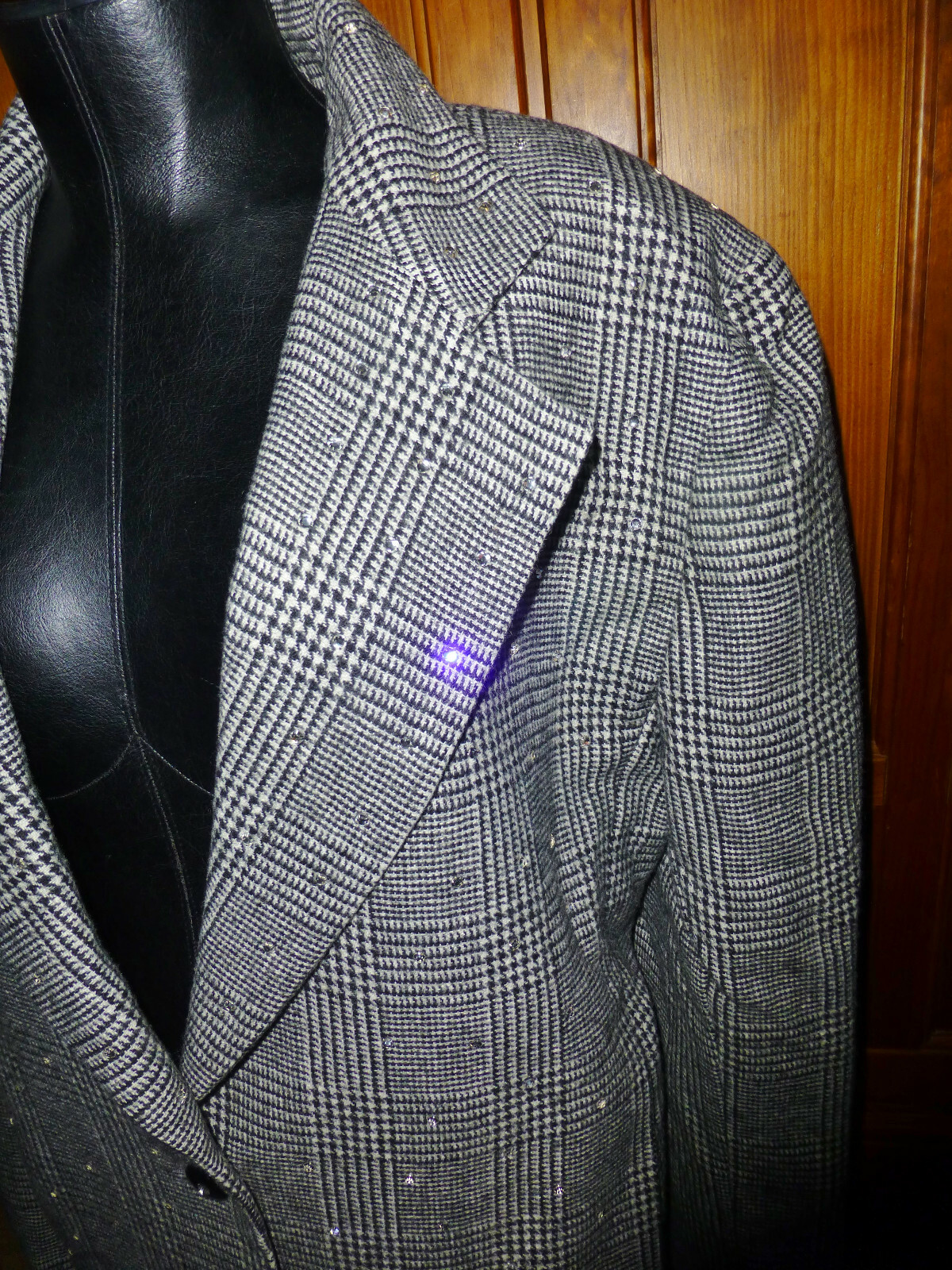Vtg 80s CRYSTALS Rhinestones Embellished dress Evening Party Blazer Jacket L XL