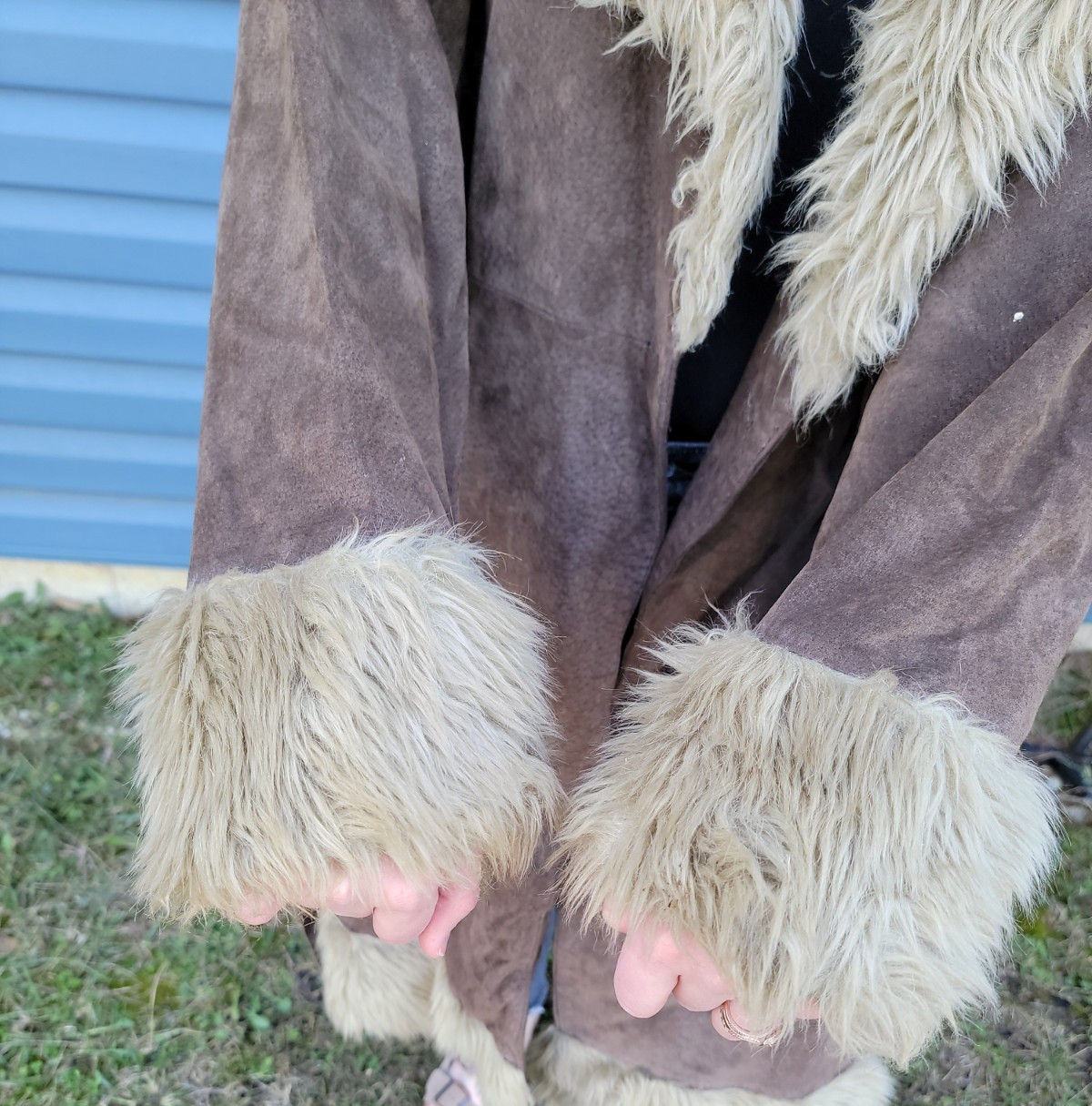 Vintage Penny Lane Coat Afghan Large Brown Hippie Boho Retro Y2K Faux Fur READ