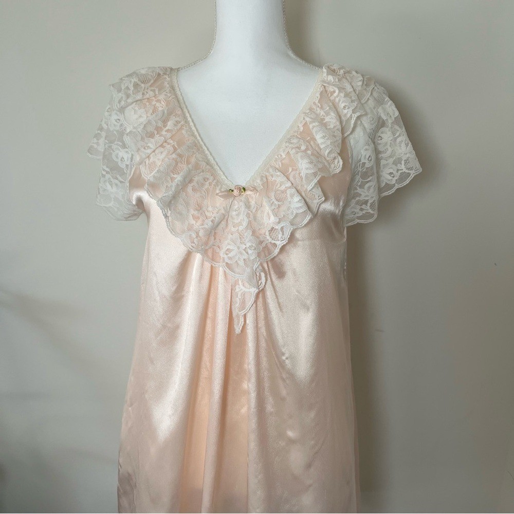 Lily of France Vintage 80-90s Pink Lace Nightgown Slip Soft Girl Ruffle 🌸