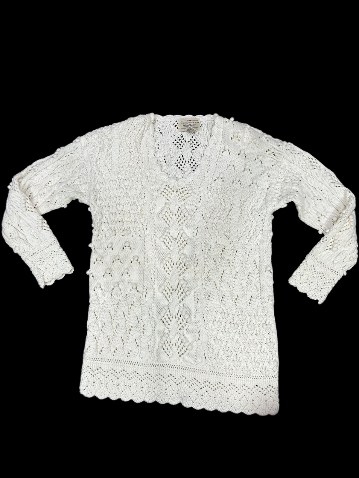 Vintage Yarnworks Hand Knit Knotted Sweater Size L
