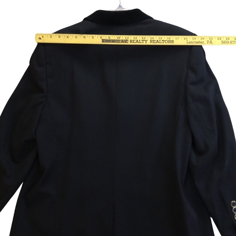 Basler Wool Blend Jacket Womens Sz 16 Black Velvet Trim Ivy League Elegant