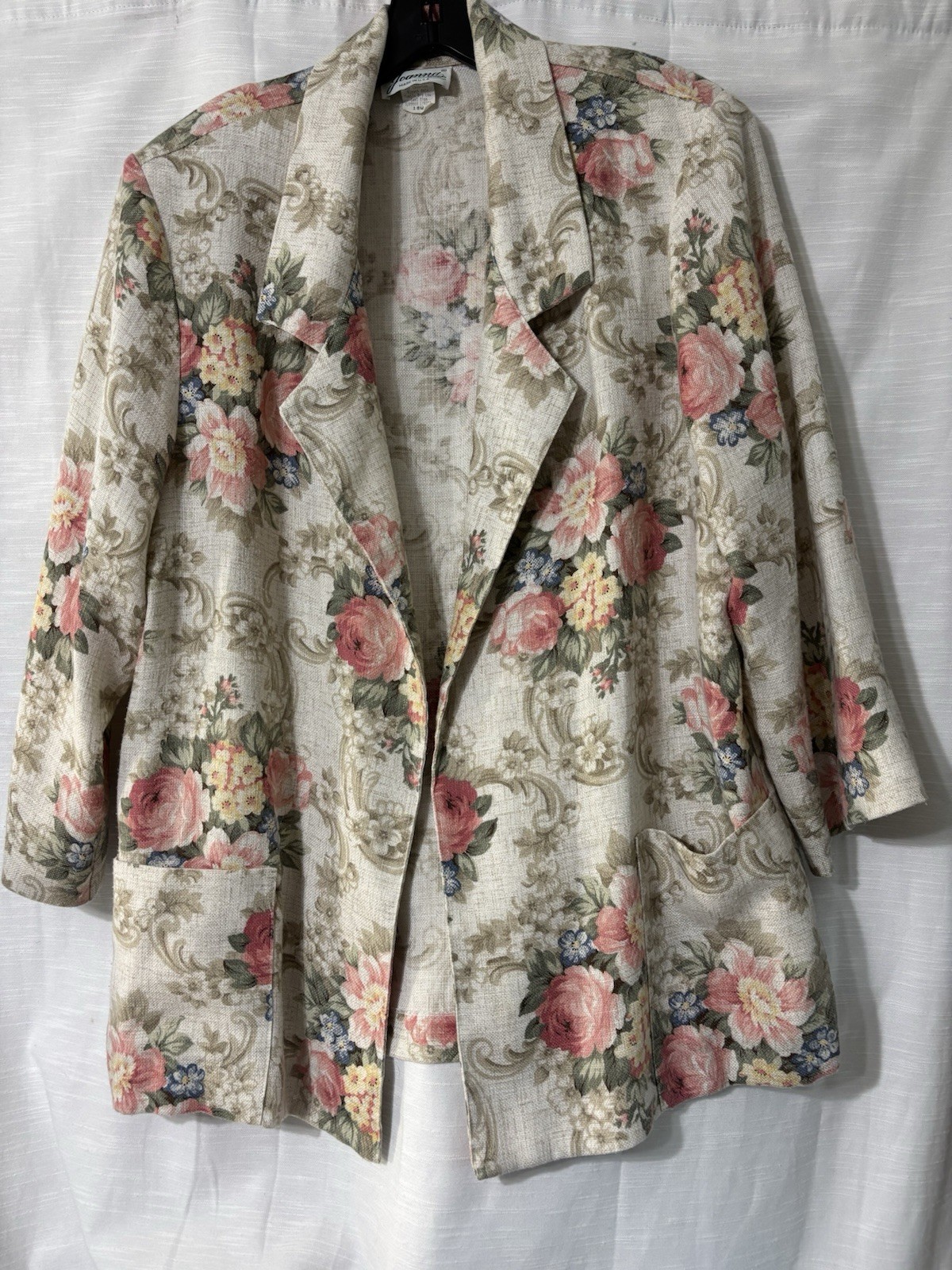 Y2K Vintage Boho Cottagecore Floral open front blazer Jacket 18W Joanna Brand