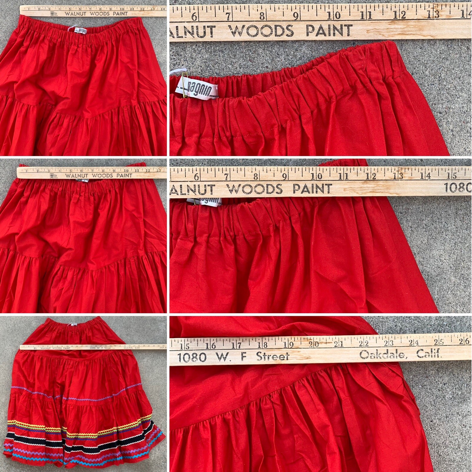vintage peasant skirt red multicolor ric rac i magnin Sottana by David Lobman 4