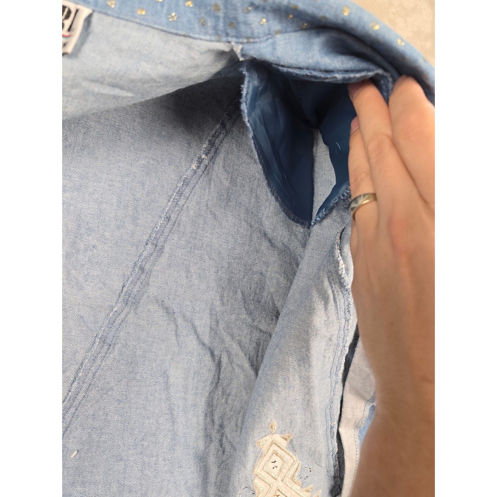 Vintage City Girl Blazer Womens L/XL Blue Gold Studded 80s Talon Zip *Read