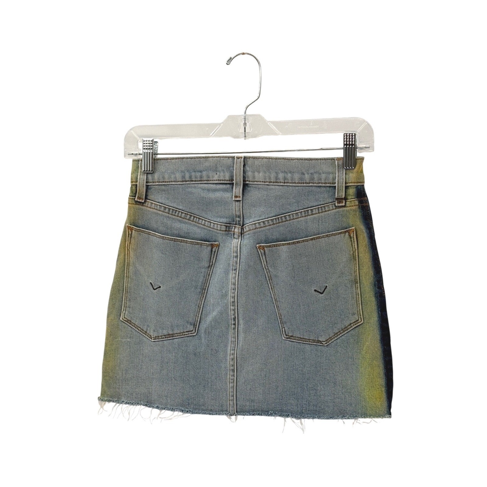 Hudson Mini Skirt Denim Viper Women 23 Blue Stripe Pink Yellow Boho Festival Y2K