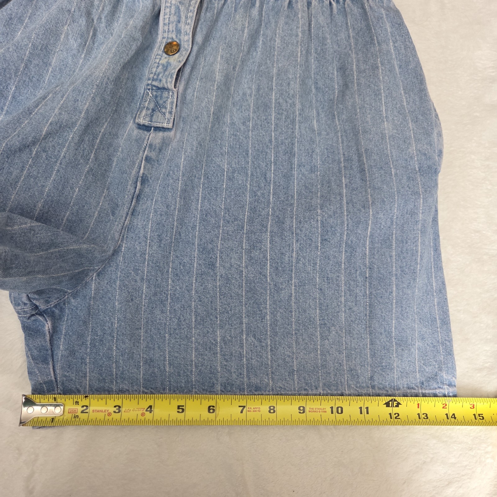 Vintage Dreams Denim Jumper Overall Shorts Striped Womens XL Read