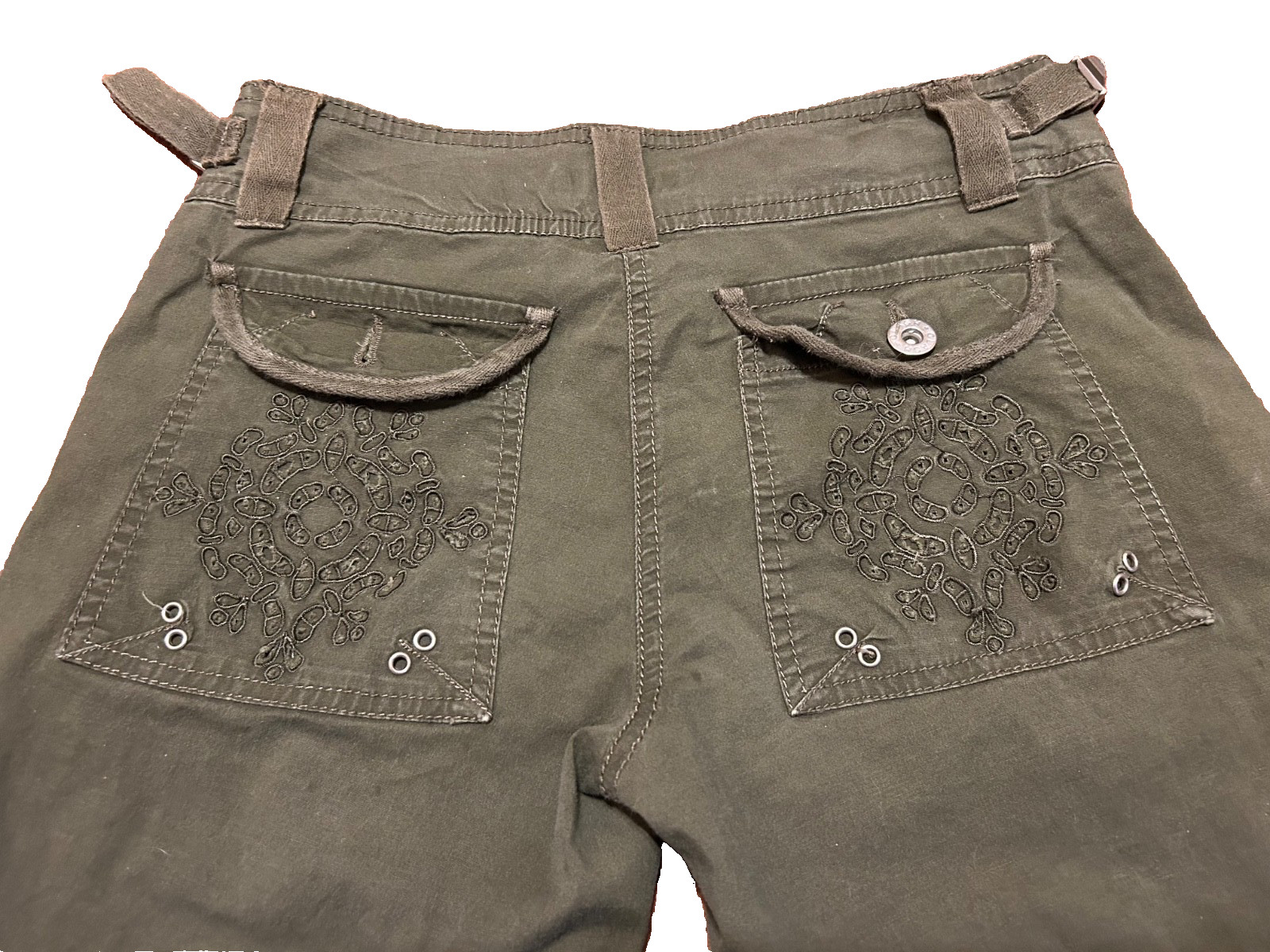 Y2K Women’s Vintage Clash Grunge Cargo Pants Size 0 Low Rise DRAWSTRING Legs