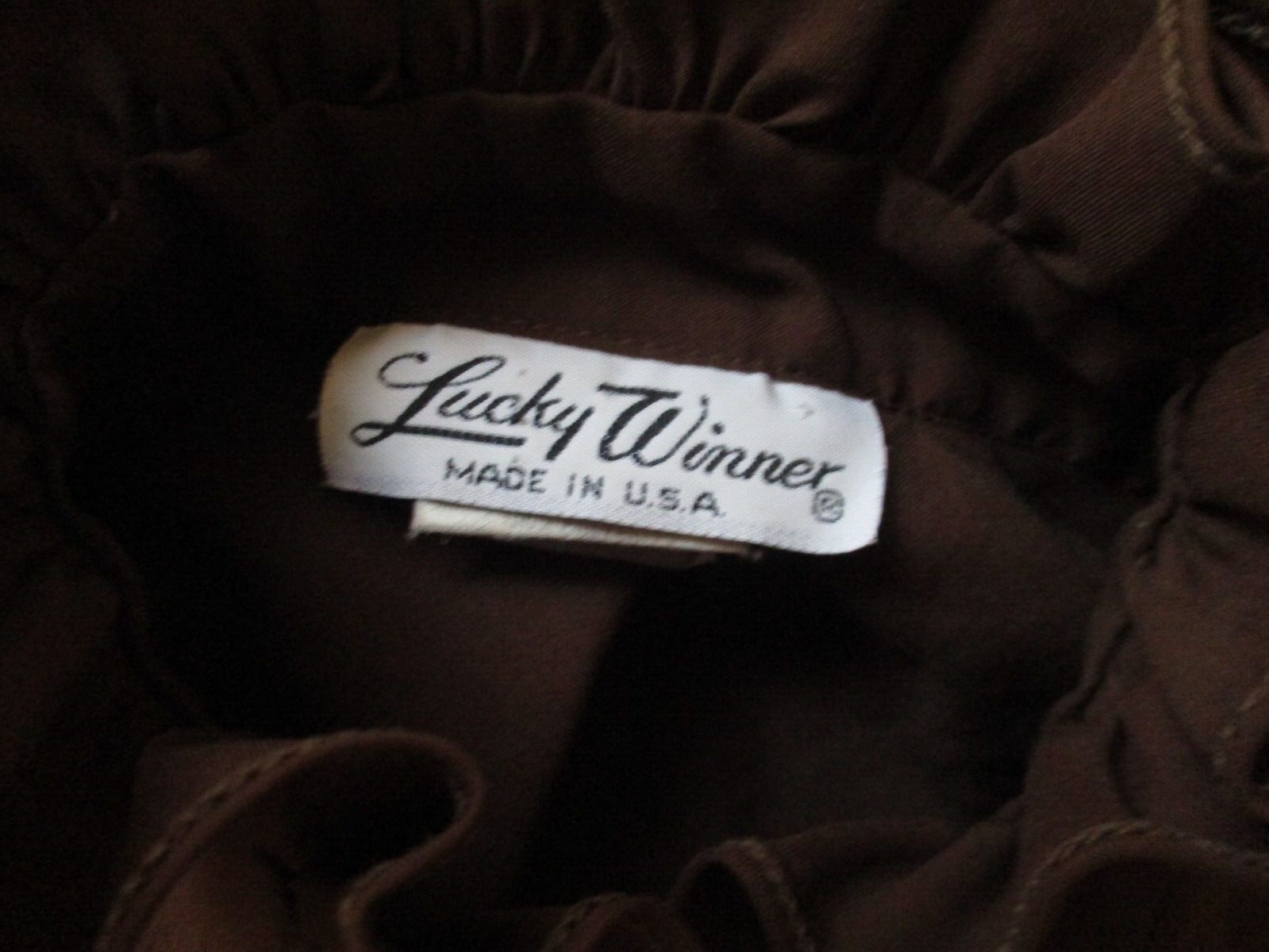VTG Lucky Winner Blouse Size 11 / 12 Brown Ruffled High Victorian Style Neckline