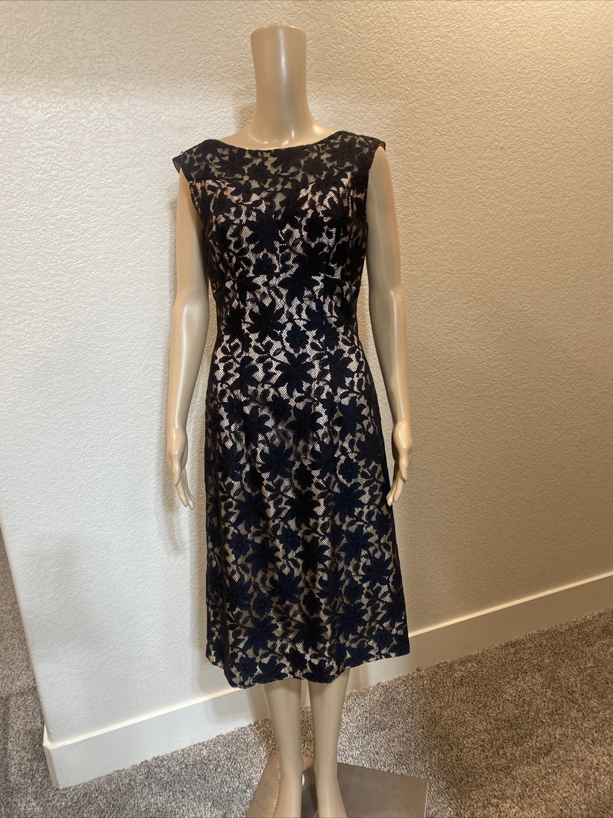 LILLI DIAMOND of California VTG Original BLACK LACE COCKTAIL Sleeveless DRESS**