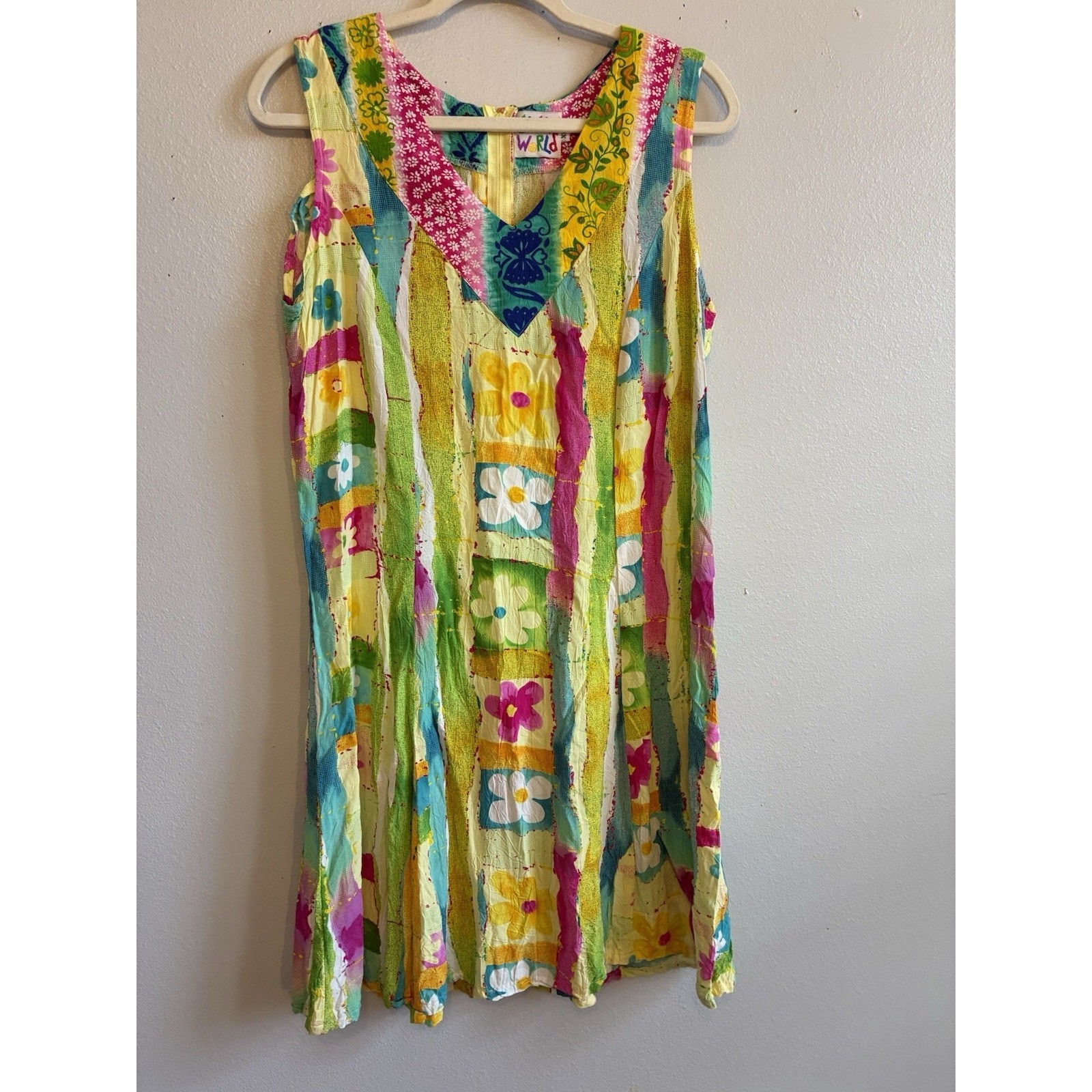 VTG Jams World Floral Dress XL Tropical Shift Relaxed Boho Casual Beach Resort